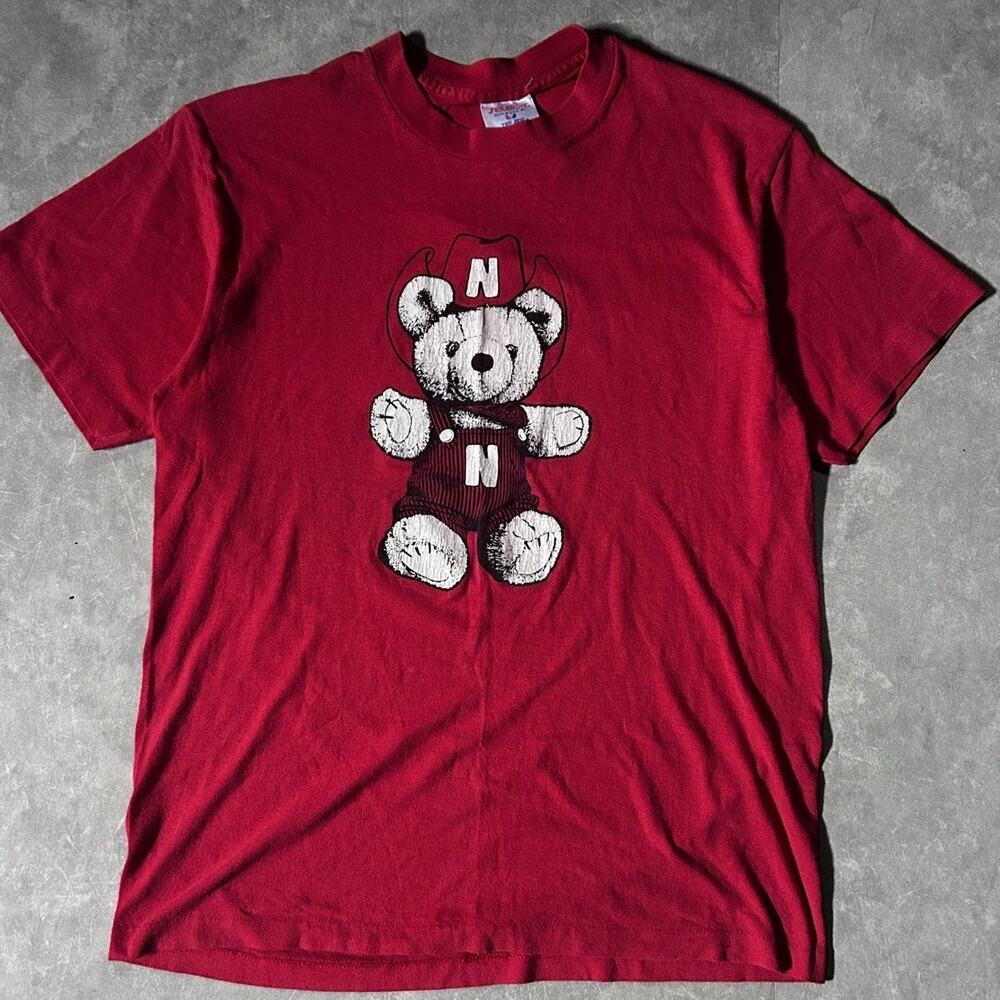 2000's Vintage Nebraska Cornhuskers Teddy Bear Red T-Shirt -L